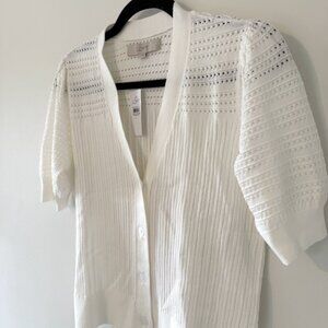 NBW  Loft White Short Sleeve Cardigan